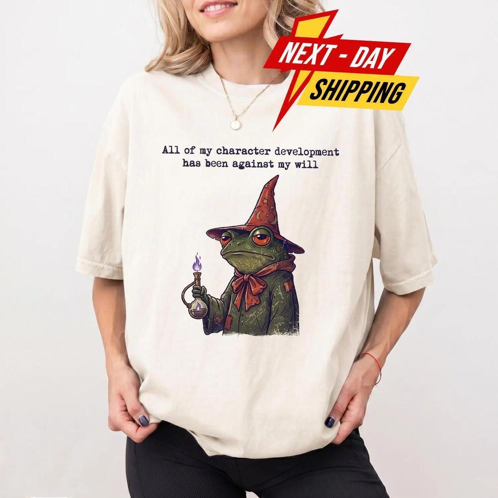 Funny Wizard Frog Sarcastic Cottagecore Toad Fantasy Meme Graphic T Shirt